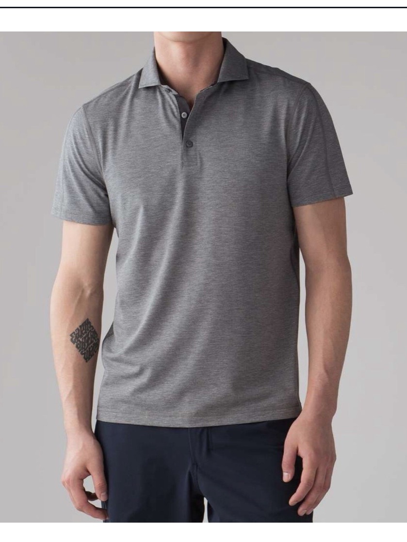 Lululemon Men's Grey Short Sleeve Polo Shirt